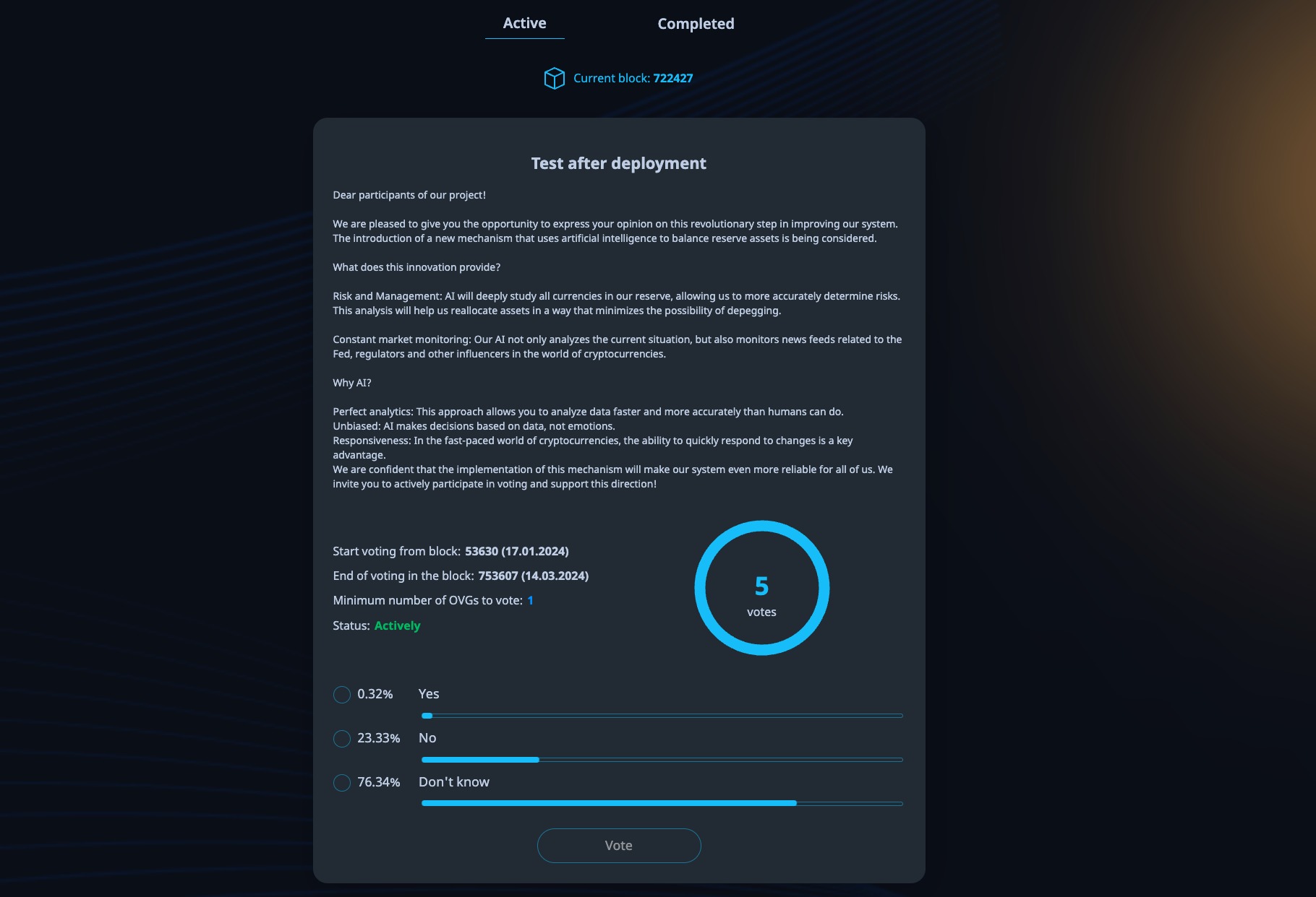 Overgold Voting: Active poll