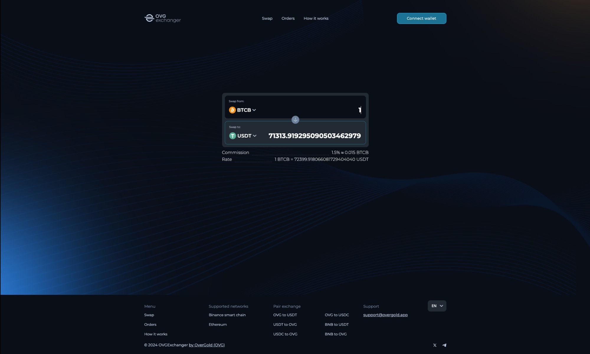 OVG Exchanger: Instant swap quote